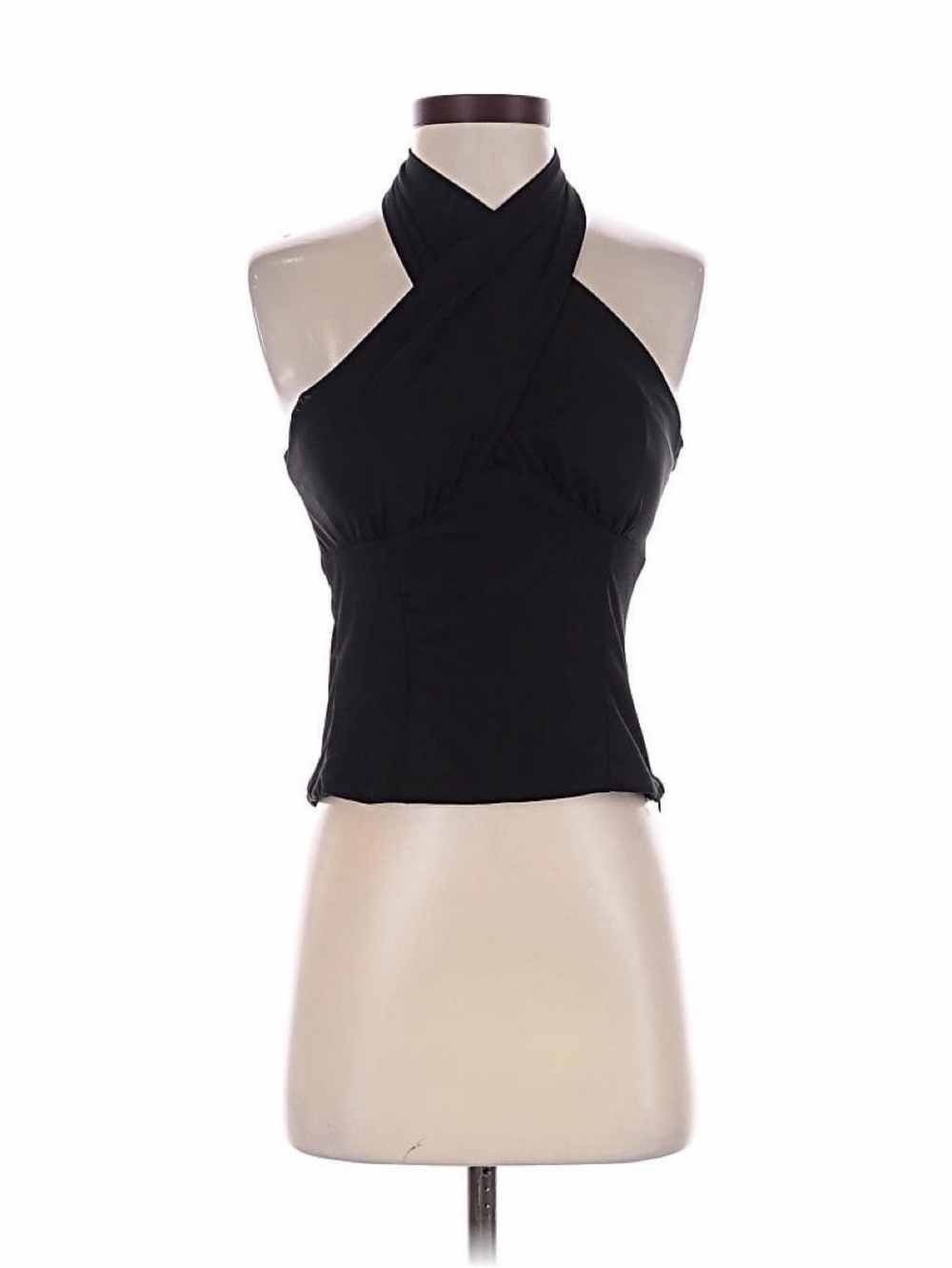 NWT Aqua Small Black Halter Crossover Top